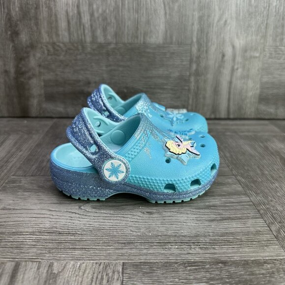 CROCS Frozen Elsa Classic Toddler size 5 Blue Clog - Picture 1 of 8